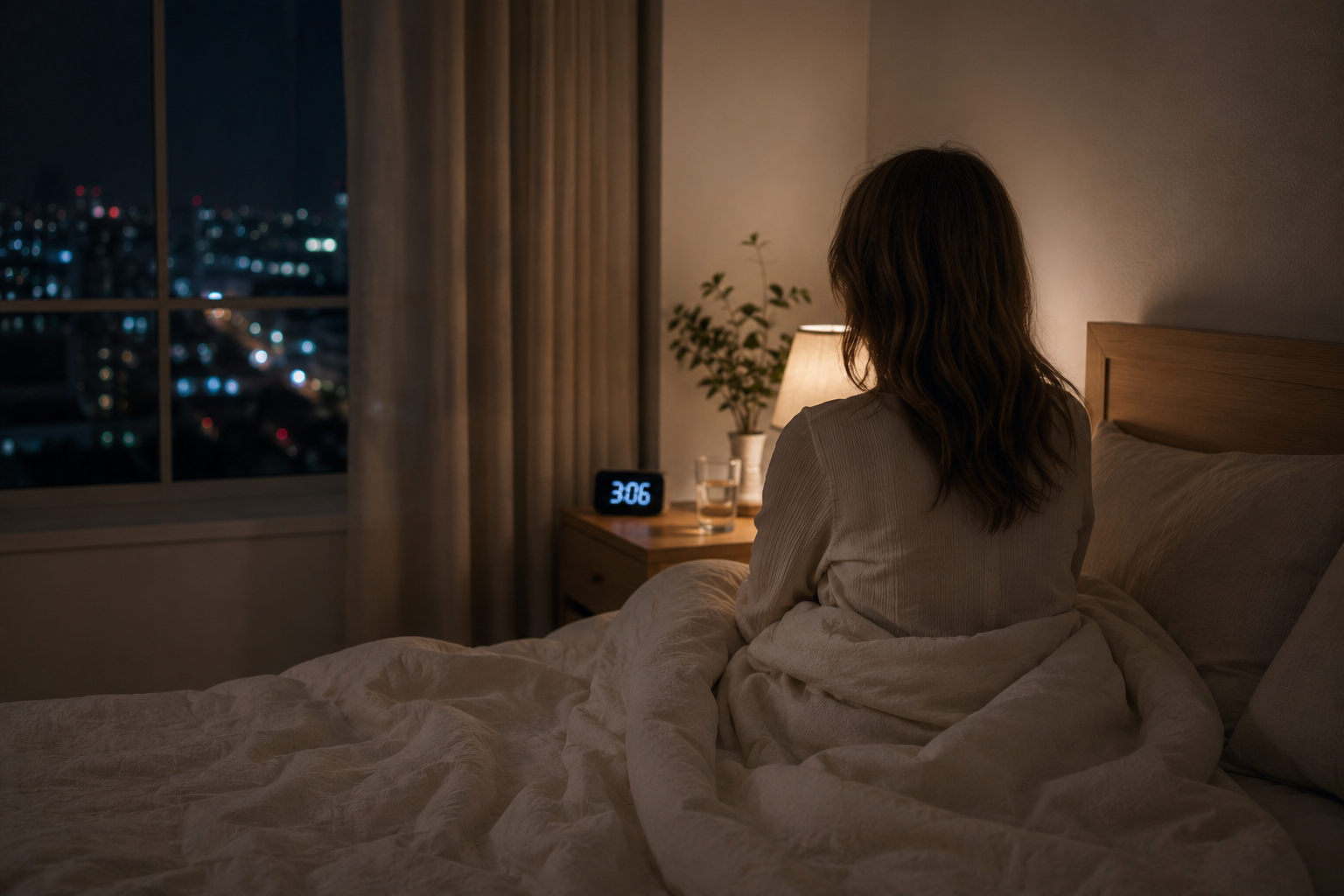 sleep supplements after 40 — woman awake at night