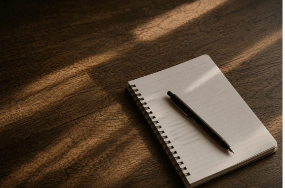 Notebook and pen for a simple evening journaling habit