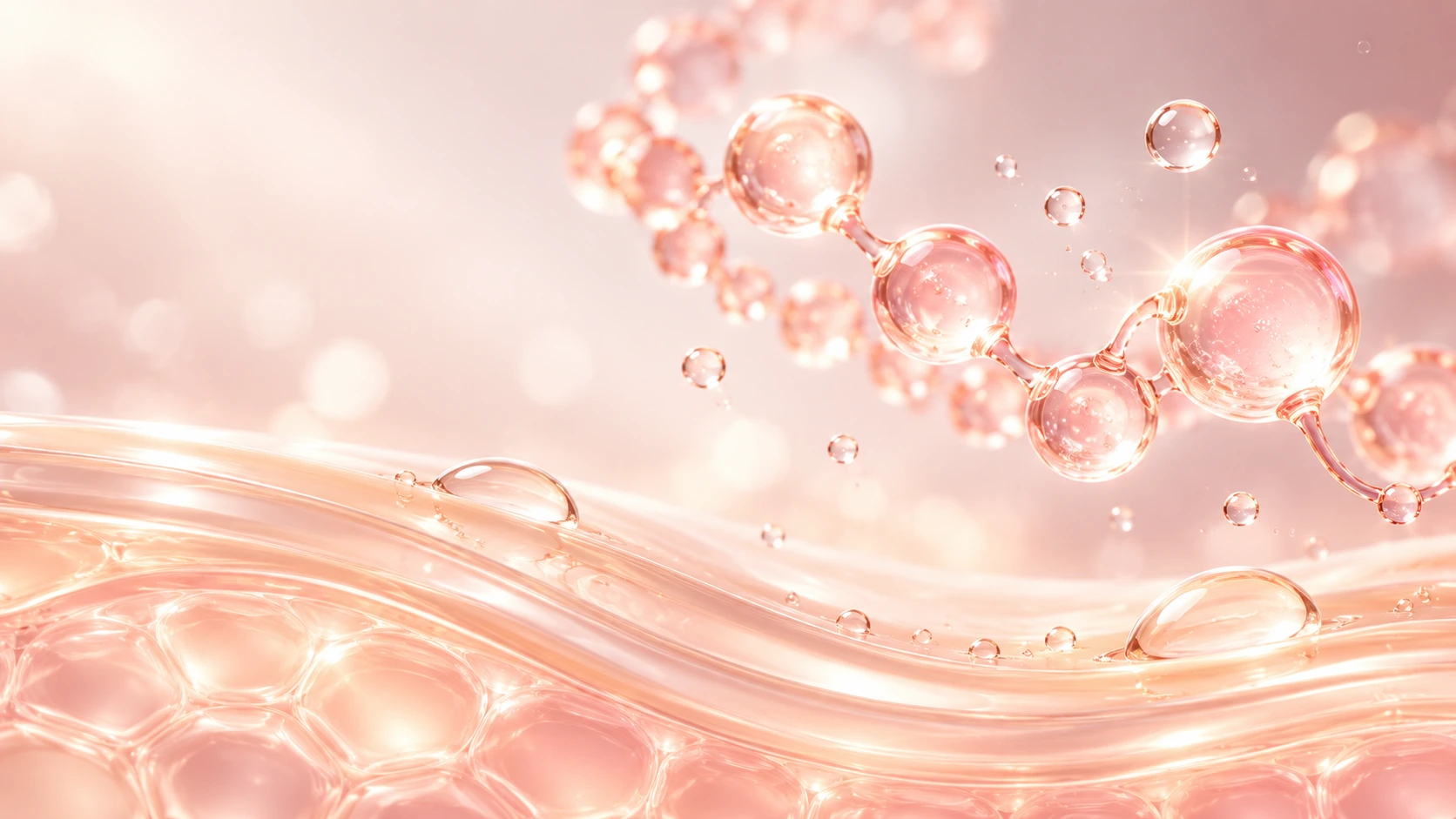 Abstract collagen molecule and hydrated skin layers illustrating how to choose a collagen supplement.