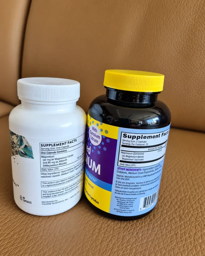 Two magnesium supplements I personally tried: Thorne Magnesium CitraMate and Innovix Labs Advanced Magnesium